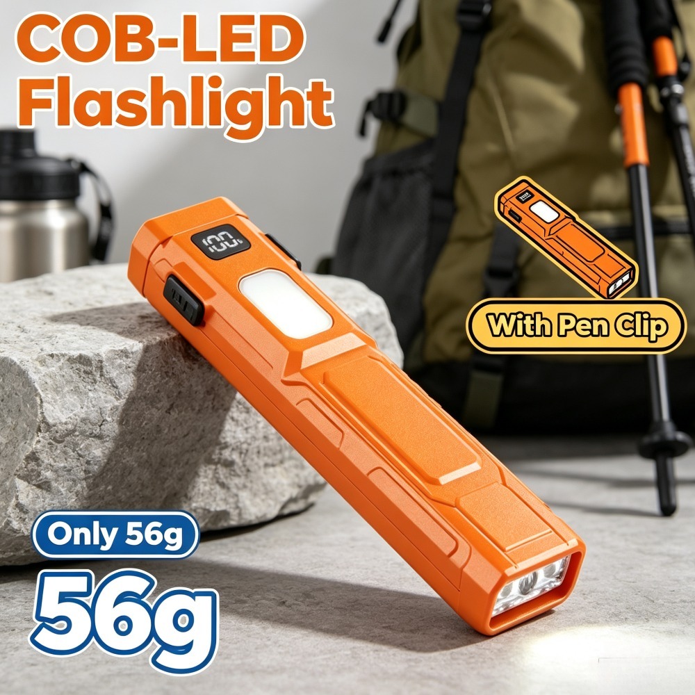 Outdoor Adventure Trips - Linterna LED COB EDC con clip