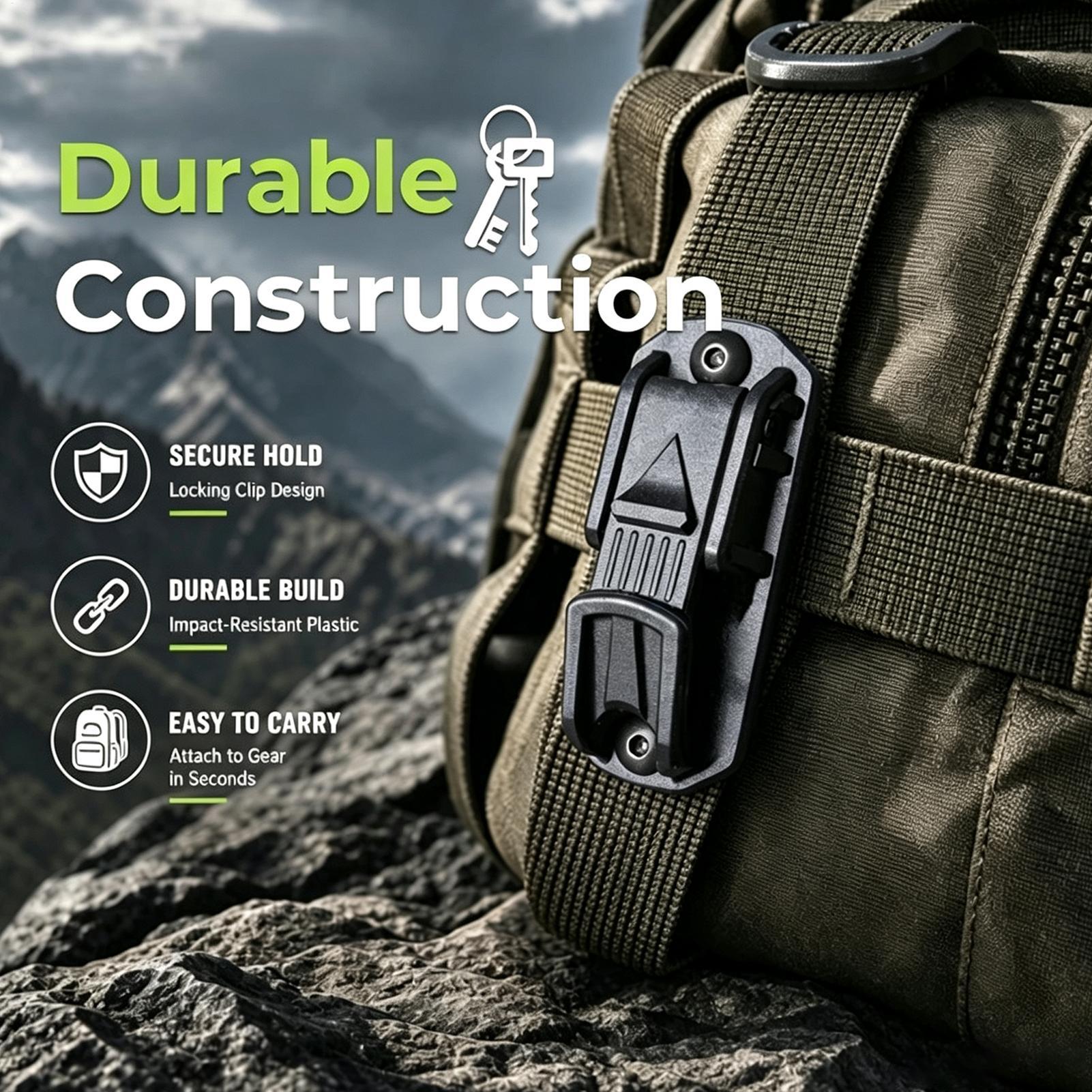 Outdoor Adventure Backpack - Clip para Cinturón con Mosquetón Multifuncional,