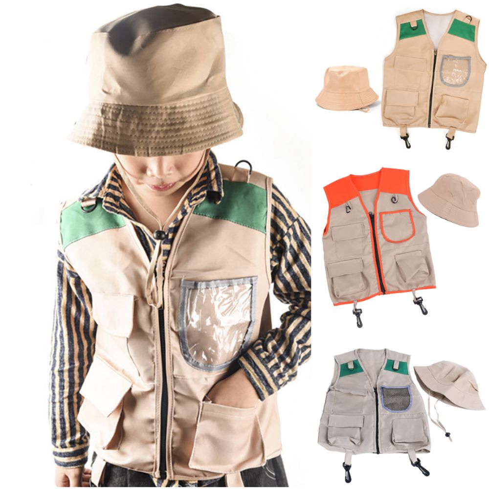 Outdoor Adventure Kit For Kids - Chaleco y sombrero de explorador multicolor